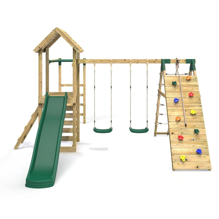 Rebo Climbing Frame Swing Set with Monkey Bars and Slide - Dolomite