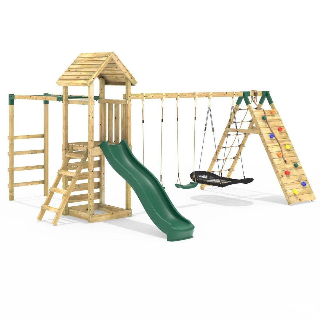 Rebo Climbing Frame Swing Set with Monkey Bars and Slide - Pyrennes