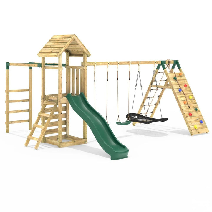 Rebo Climbing Frame Swing Set with Monkey Bars and Slide - Pyrennes