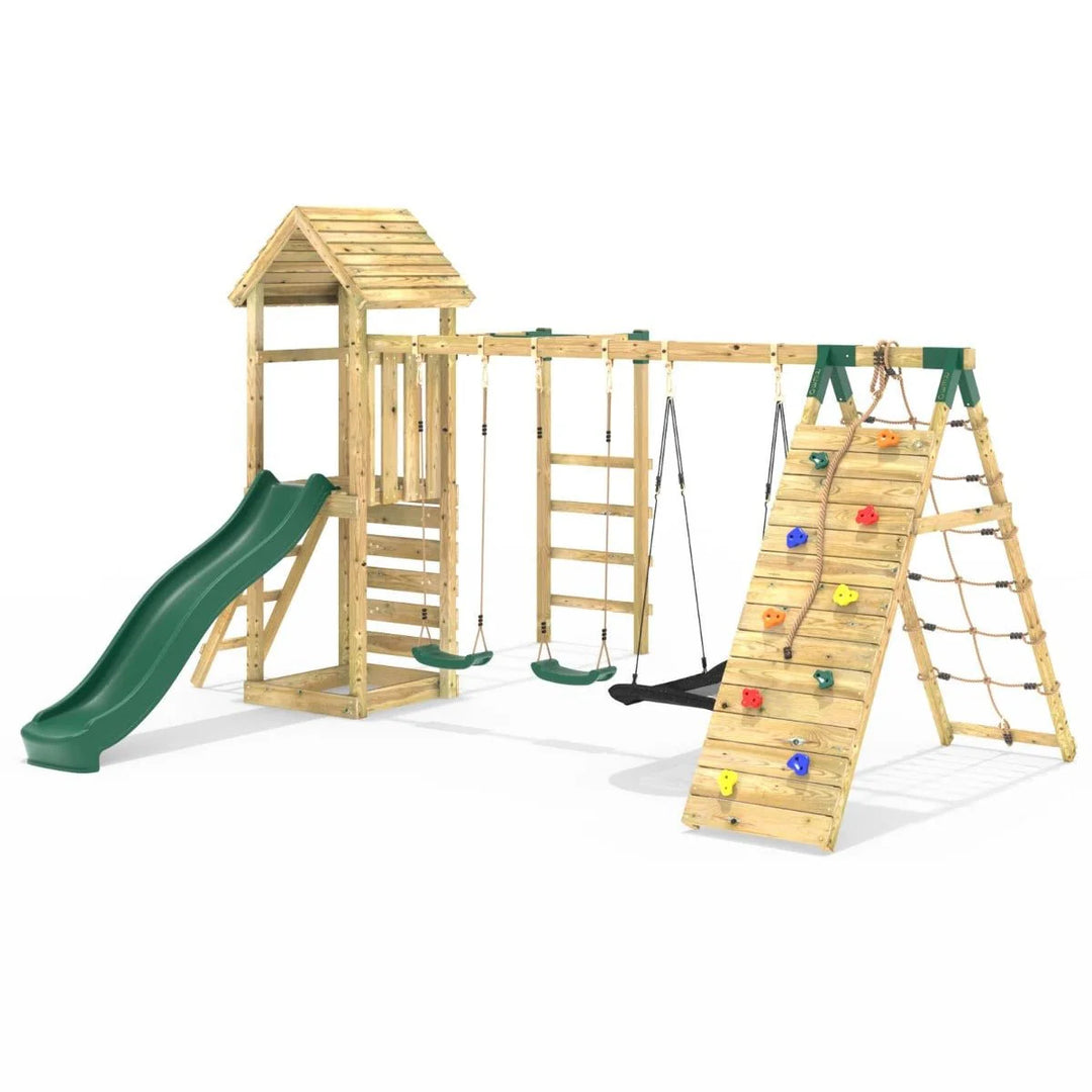 Rebo Climbing Frame Swing Set with Monkey Bars and Slide - Pyrennes