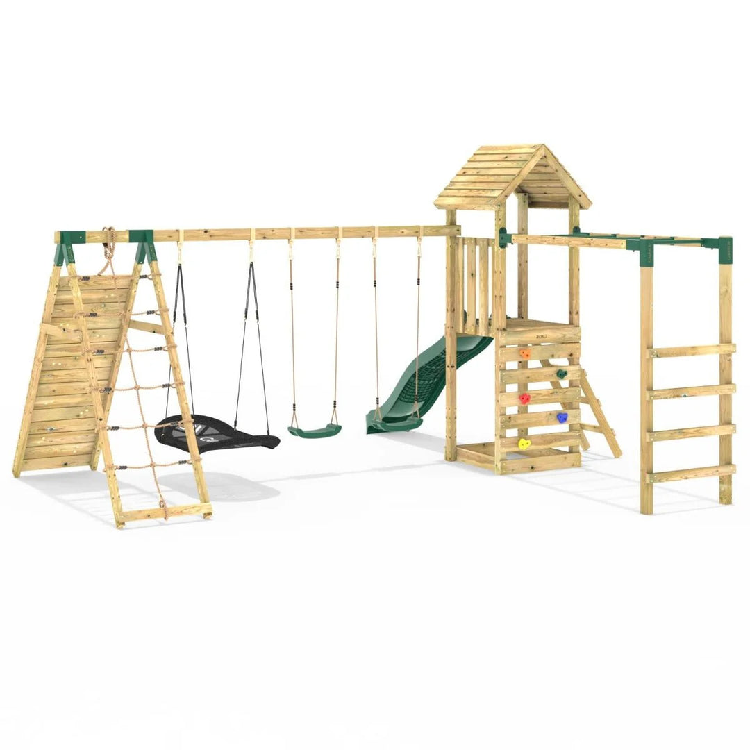 Rebo Climbing Frame Swing Set with Monkey Bars and Slide - Pyrennes