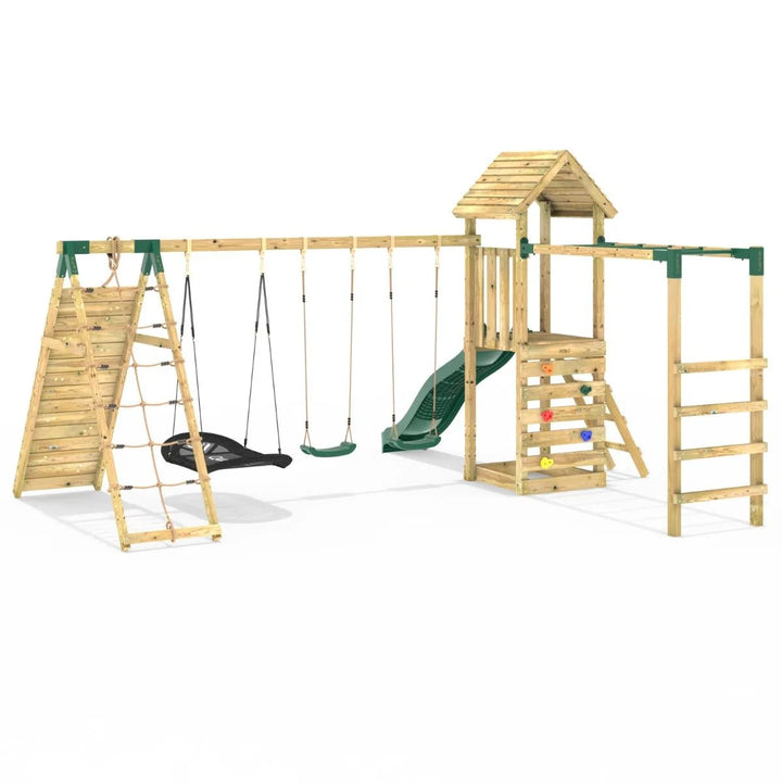 Rebo Climbing Frame Swing Set with Monkey Bars and Slide - Pyrennes