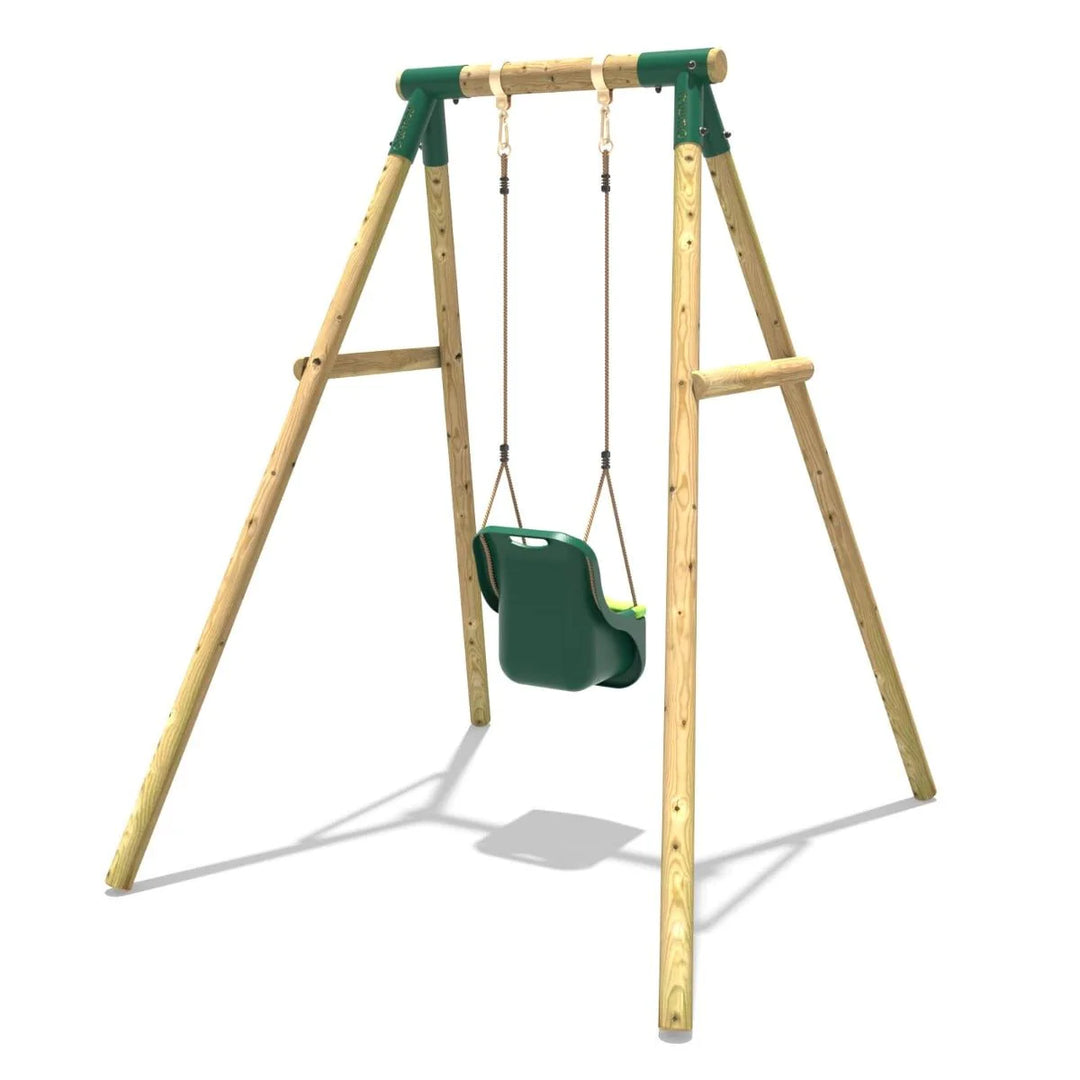 Rebo Wooden Single Garden Swing Set Solar Green OutdoorGardens