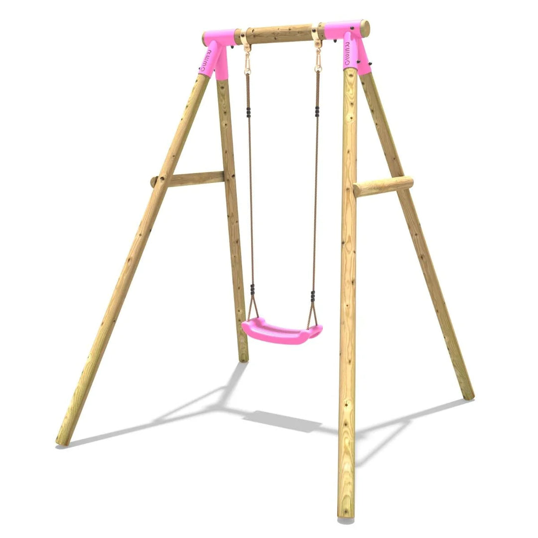 Rebo Wooden Single Garden Swing Set Solar Green OutdoorGardens