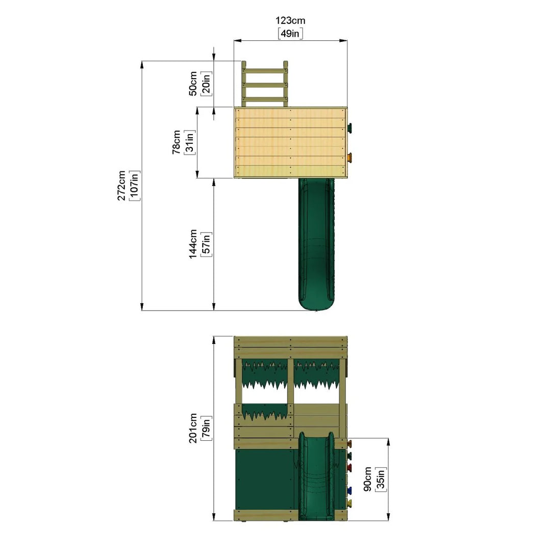 Rebo Lookout Tower Playhouse with Slide - Lookout with Den and Adventure