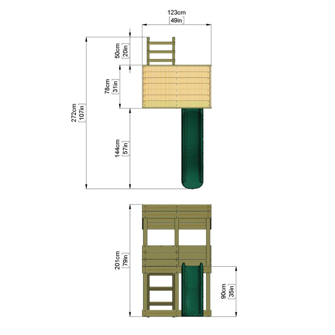 Rebo Lookout Tower Playhouse with Slide - Standard Lookout