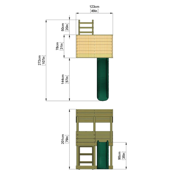 Rebo Lookout Tower Playhouse with Slide - Standard Lookout