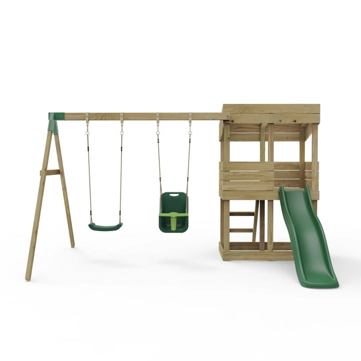 Rebo Lookout Tower Playhouse with Slide and Swing - Everglades