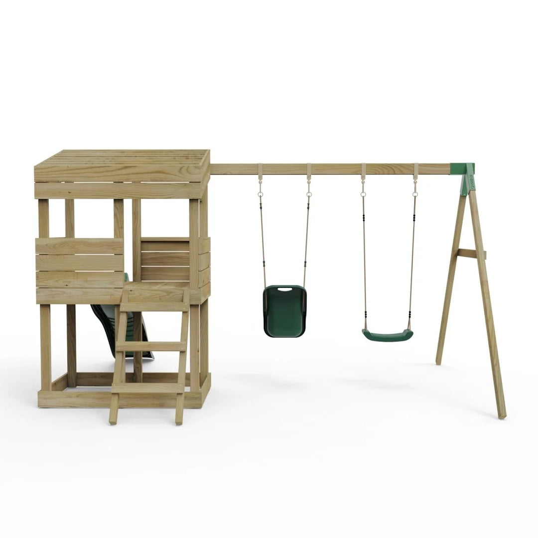 Rebo Lookout Tower Playhouse with Slide and Swing - Everglades