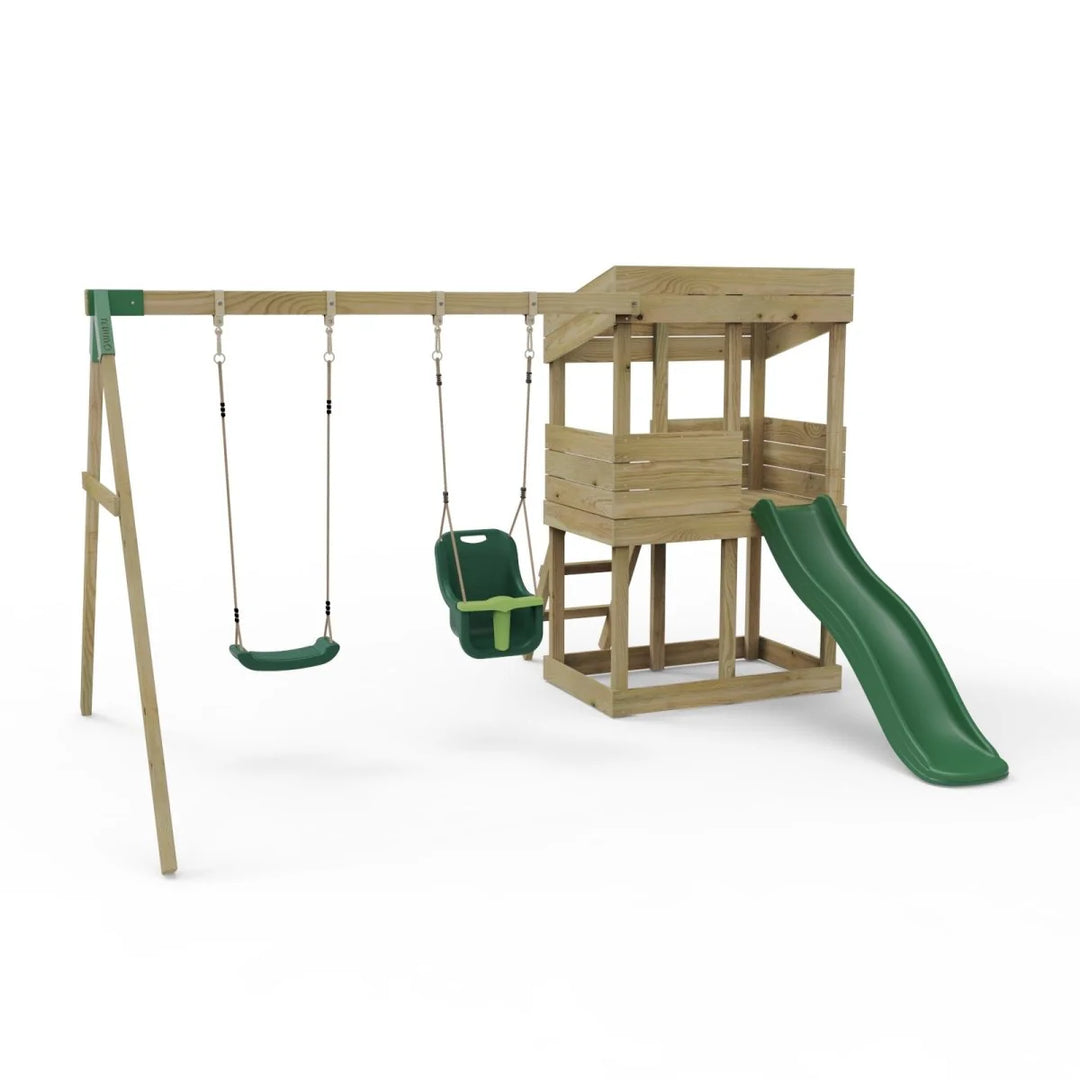 Rebo Lookout Tower Playhouse with Slide and Swing - Everglades