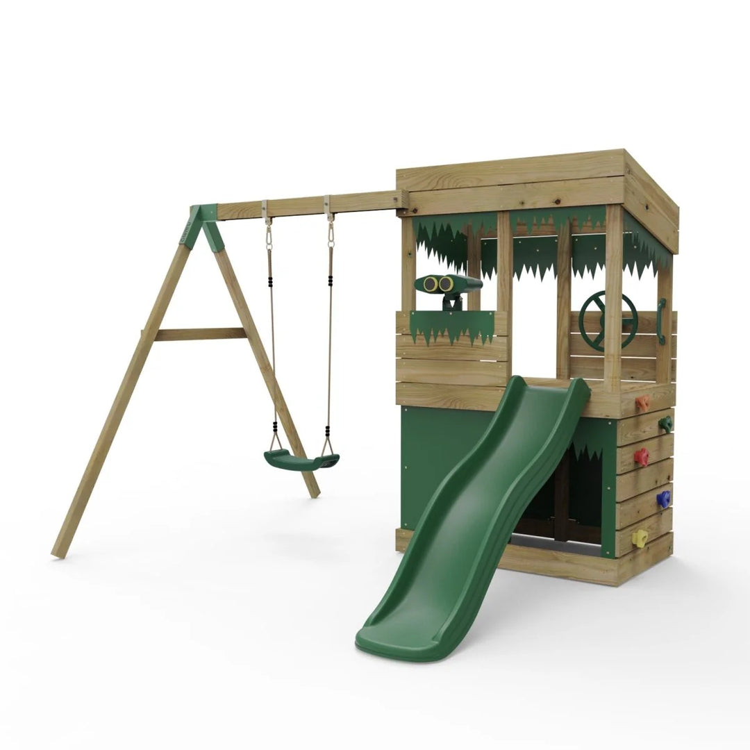 Rebo Lookout Tower Playhouse with Slide and Swing - Yellowstone
