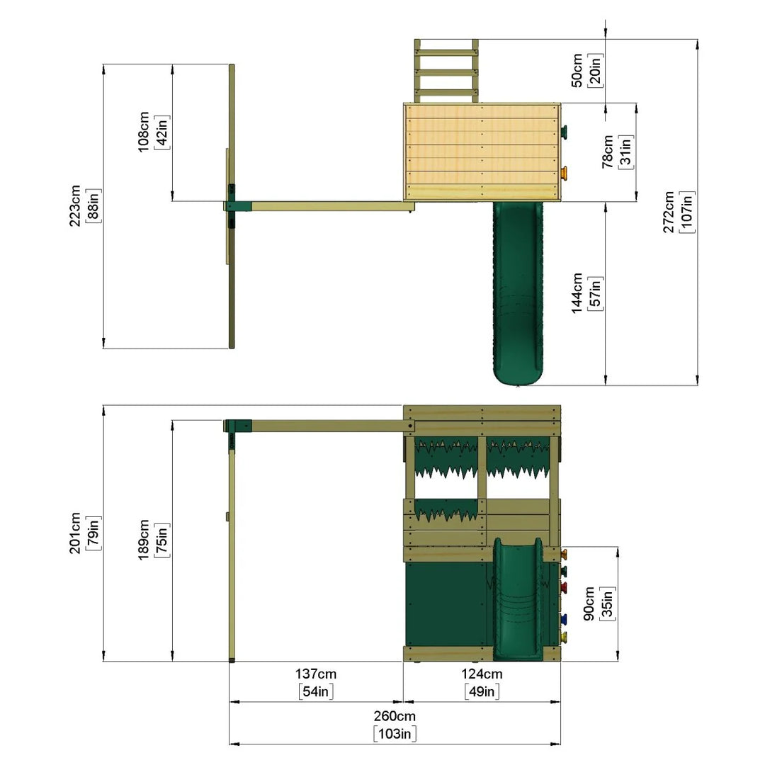 Rebo Lookout Tower Playhouse with Slide and Swing - Yellowstone
