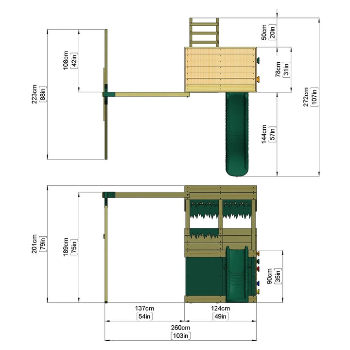 Rebo Lookout Tower Playhouse with Slide and Swing - Yellowstone