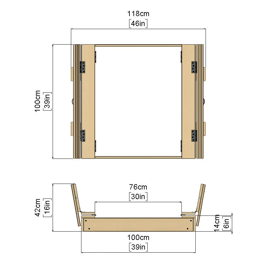 Rebo Sandpit with Folding Lid and Benches – 100cm x 100cm