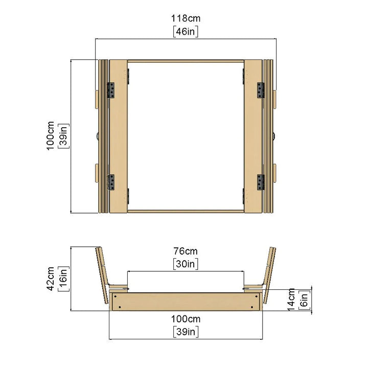 Rebo Sandpit with Folding Lid and Benches – 100cm x 100cm