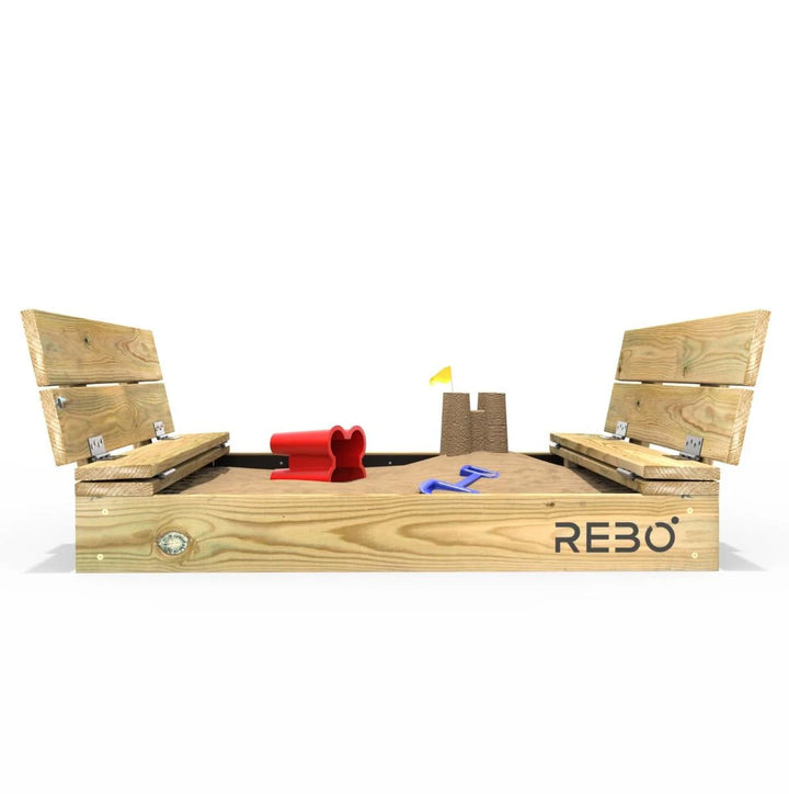 Rebo Sandpit with Folding Lid and Benches – 100cm x 100cm
