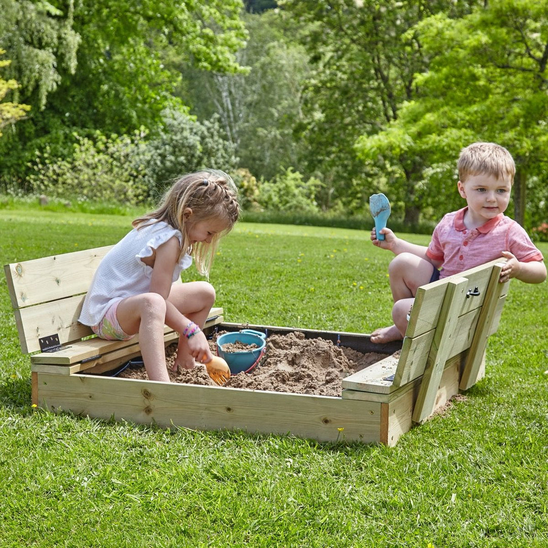 Rebo Sandpit with Folding Lid and Benches – 100cm x 100cm