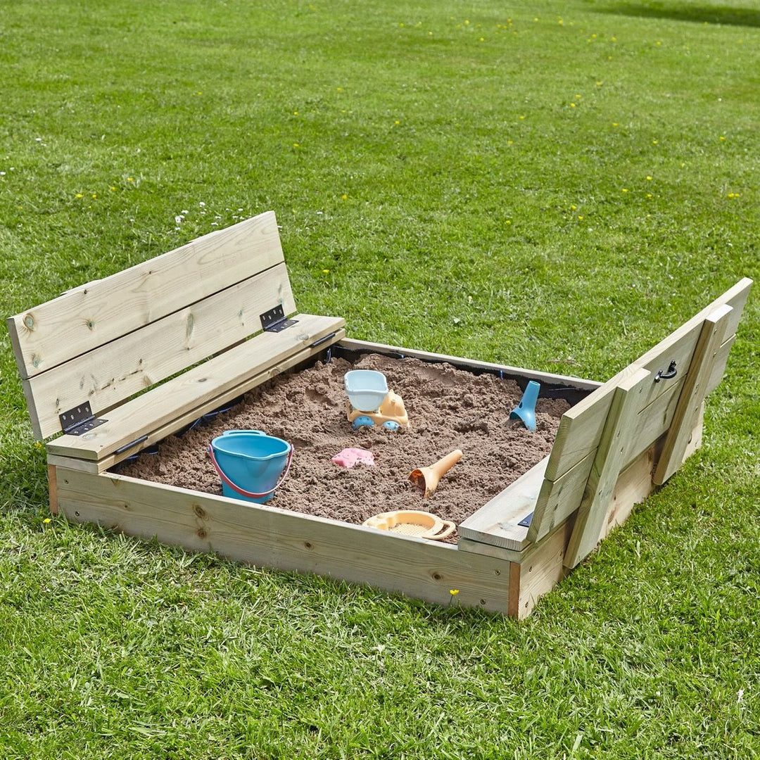 Rebo Sandpit with Folding Lid and Benches – 100cm x 100cm