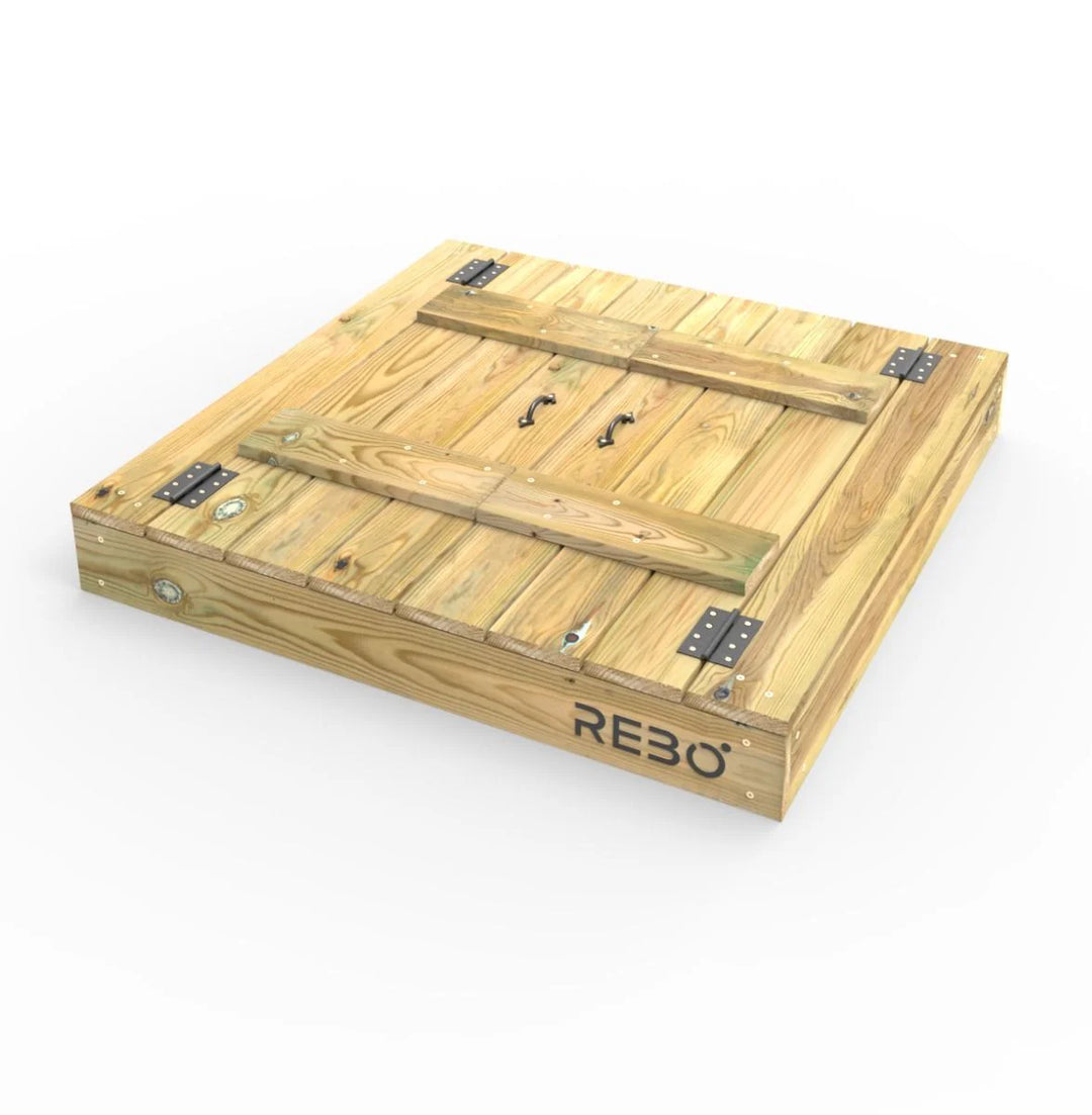 Rebo Sandpit with Folding Lid and Benches – 100cm x 100cm