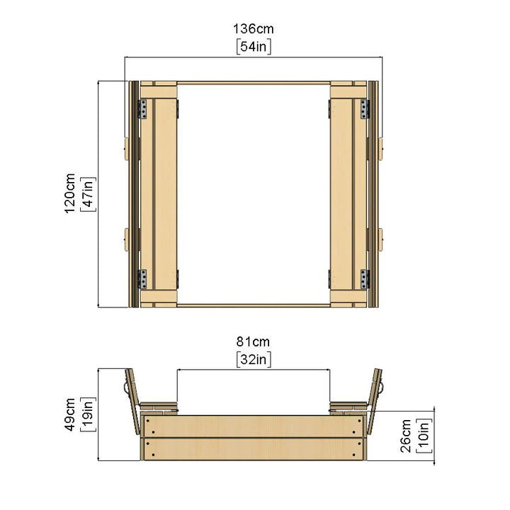Rebo Sandpit with Folding Lid and Benches – 120cm x 120cm
