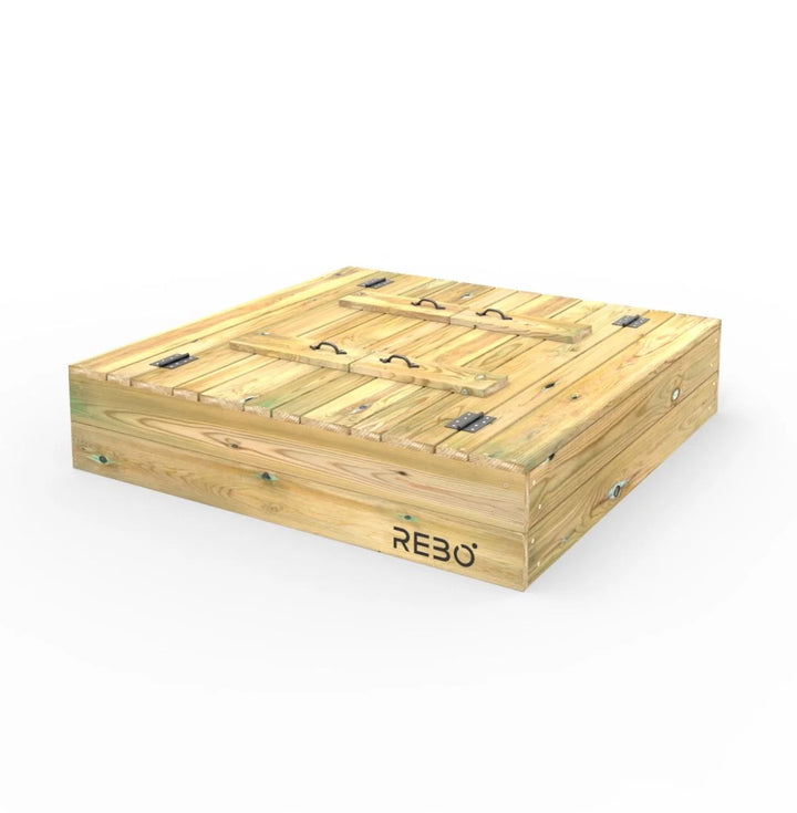 Rebo Sandpit with Folding Lid and Benches – 120cm x 120cm