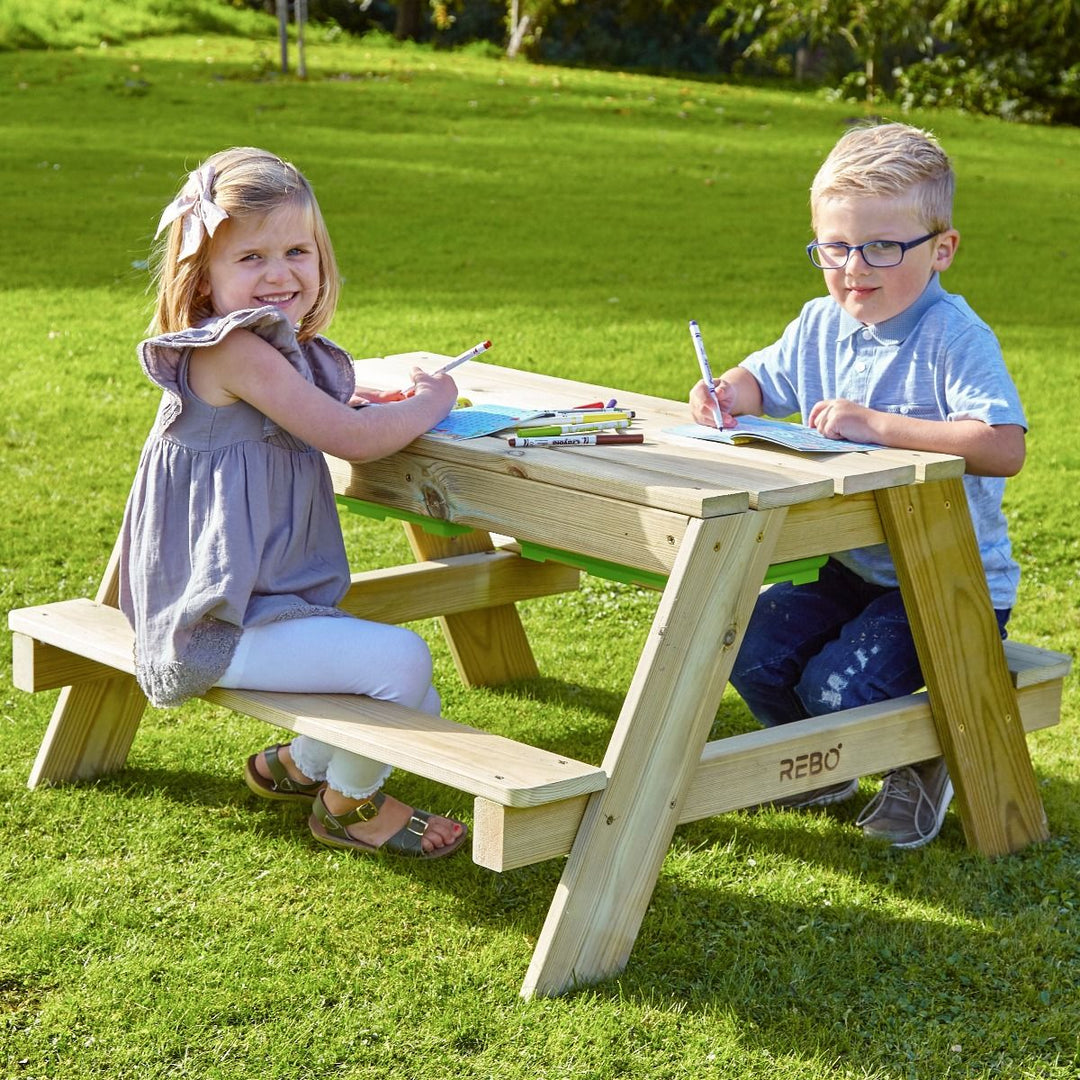 Rebo Picnic Table Play Bench with Sandpit and Lid