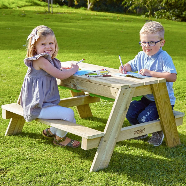 Rebo Picnic Table Play Bench with Sandpit and Lid