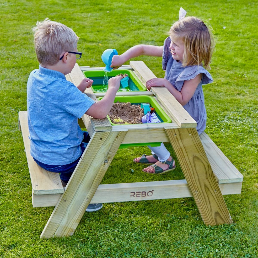Rebo Picnic Table Play Bench with Sandpit and Lid