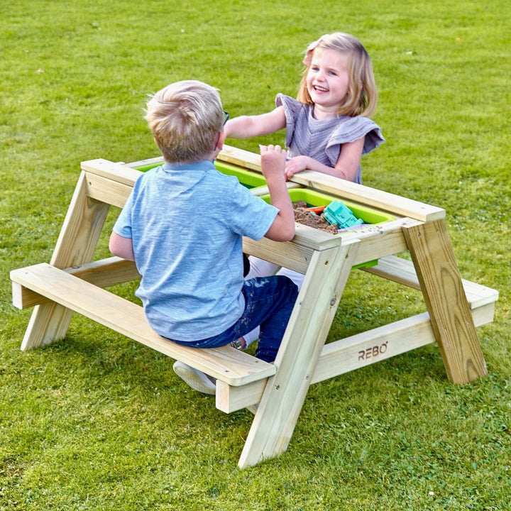 Rebo Picnic Table Play Bench with Sandpit and Lid
