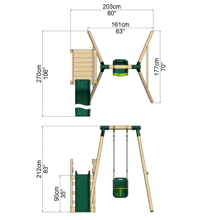 Rebo Single Swing Set with Slide - Pluto