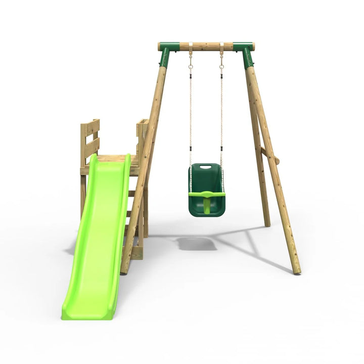 Rebo Single Swing Set with Slide - Pluto