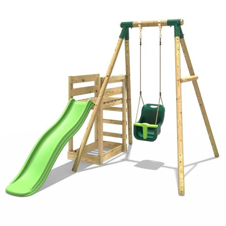 Rebo Single Swing Set with Slide - Pluto