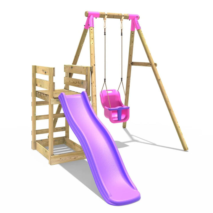 Rebo Single Swing Set with Slide - Pluto