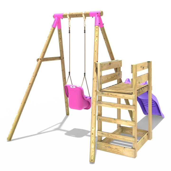 Rebo Single Swing Set with Slide - Pluto