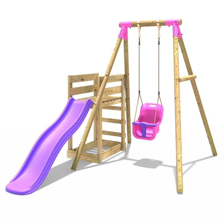 Rebo Single Swing Set with Slide - Pluto