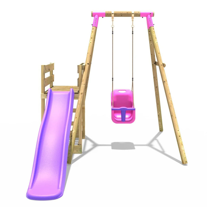 Rebo Single Swing Set with Slide - Pluto