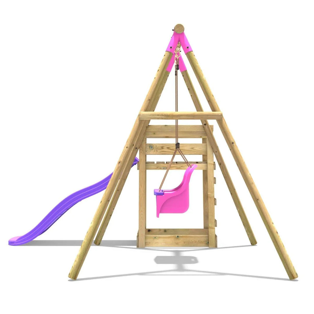 Rebo Single Swing Set with Slide - Pluto