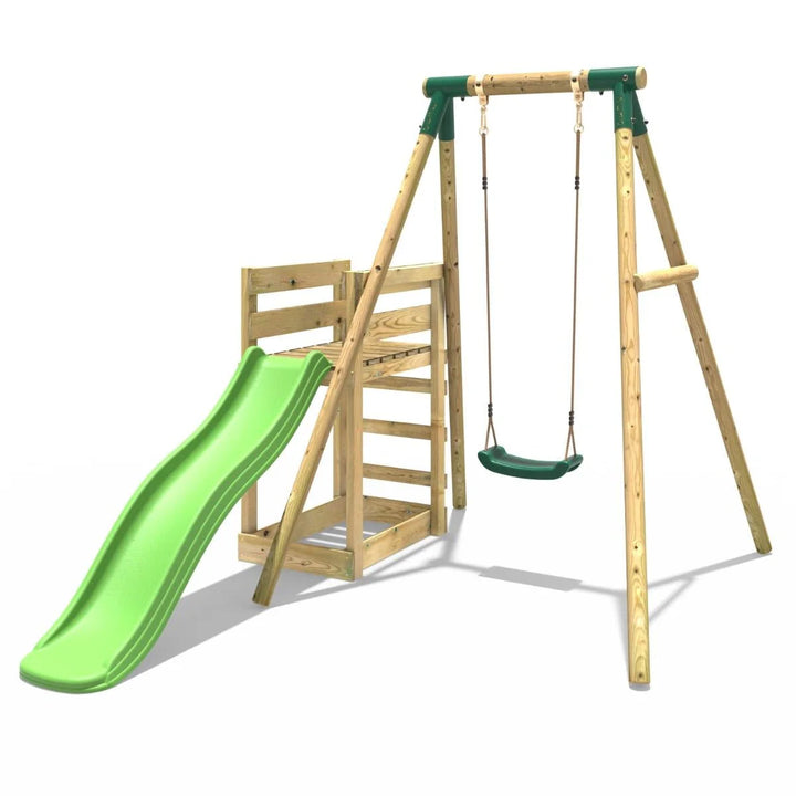 Rebo Single Swing Set with Slide - Solar