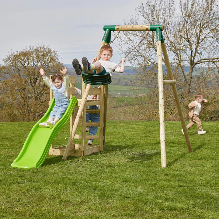 Rebo Single Swing Set with Slide - Solar