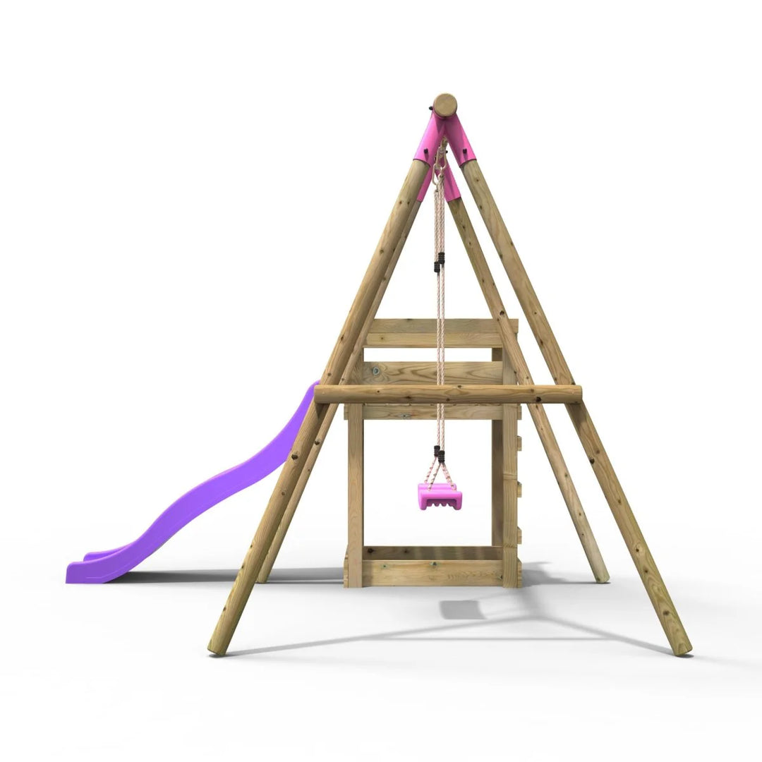 Rebo Single Swing Set with Slide - Solar