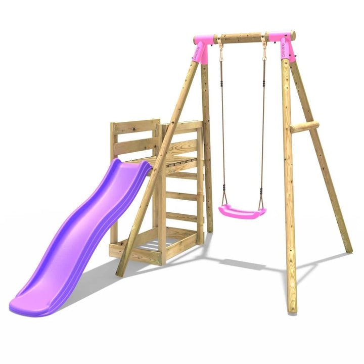Rebo Single Swing Set with Slide - Solar