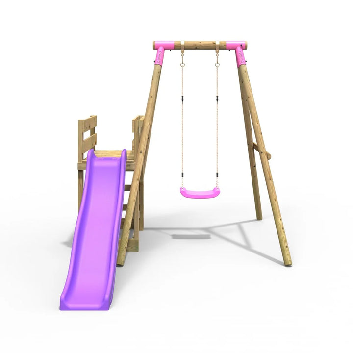 Rebo Single Swing Set with Slide - Solar